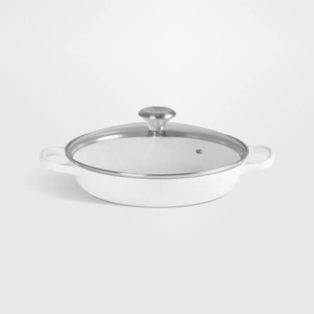 Signature Round Braiser w/glass lid - white