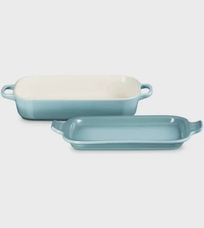 3 qt Shallow Rectangle Dish w/platter  (Sea Salt)