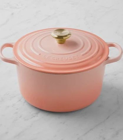 5.5qt Signature Round Oven - Peche w/ Light Gold