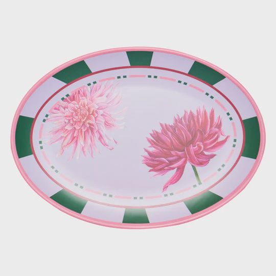 Melemine Oval Platter - Dahlia Garden