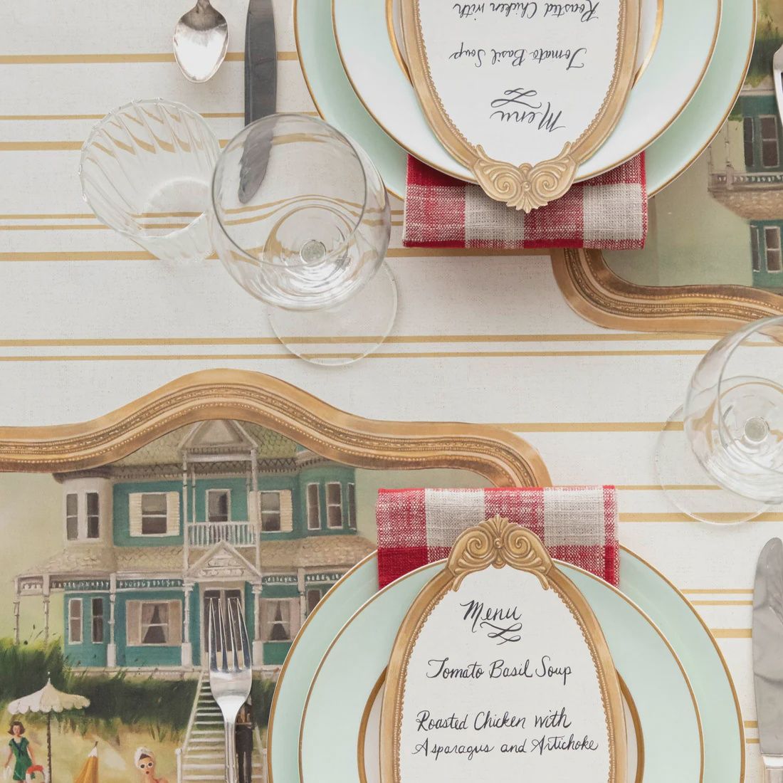 Antique Gold Stripe Table Runner