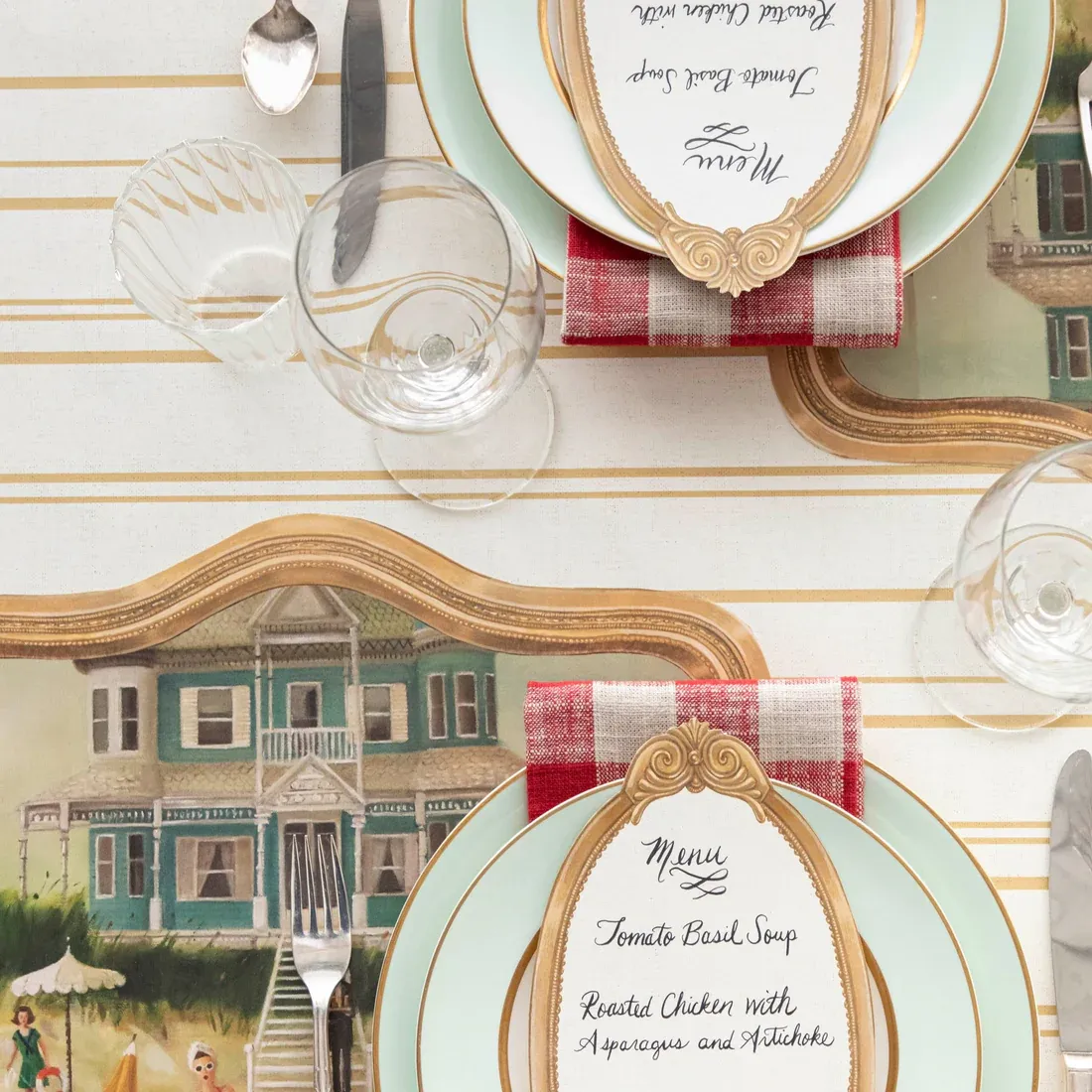 Antique Gold Stripe Table Runner