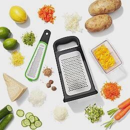 Etched Box Grater with Removable Zester