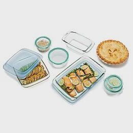 14-piece glass bakeware and storage set