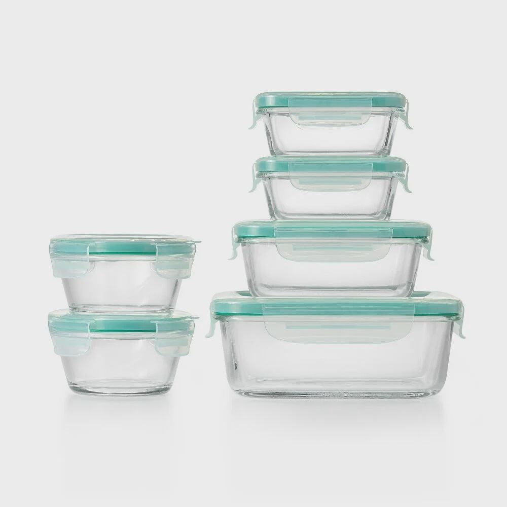 12-piece smart seal glass food storage containers