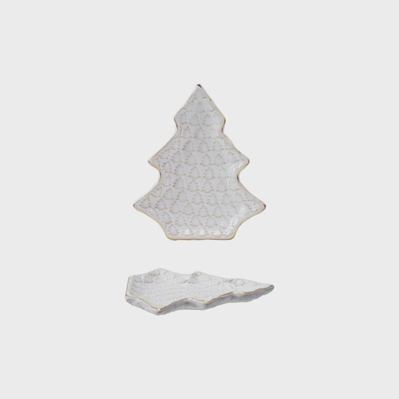 Stoneware Tree Shaped Plate