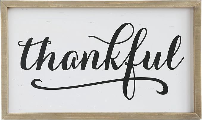 “Thankful” Wood Framed Wall Decor