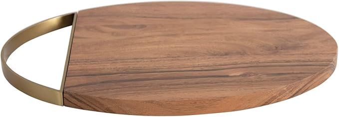 Oval Acacia Wood Cheese/ Cutting Board with Gold Finish