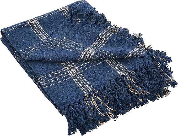 Blue Cotton Throw Blanket 60x50