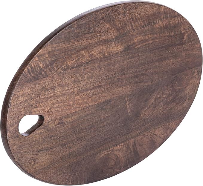 Oval Mango Wood Cheese/Cutting Board w/ Handle black