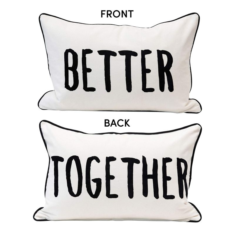 Two-Sided Cotton Lumbar Pillow w/ Applique “Better/Together”