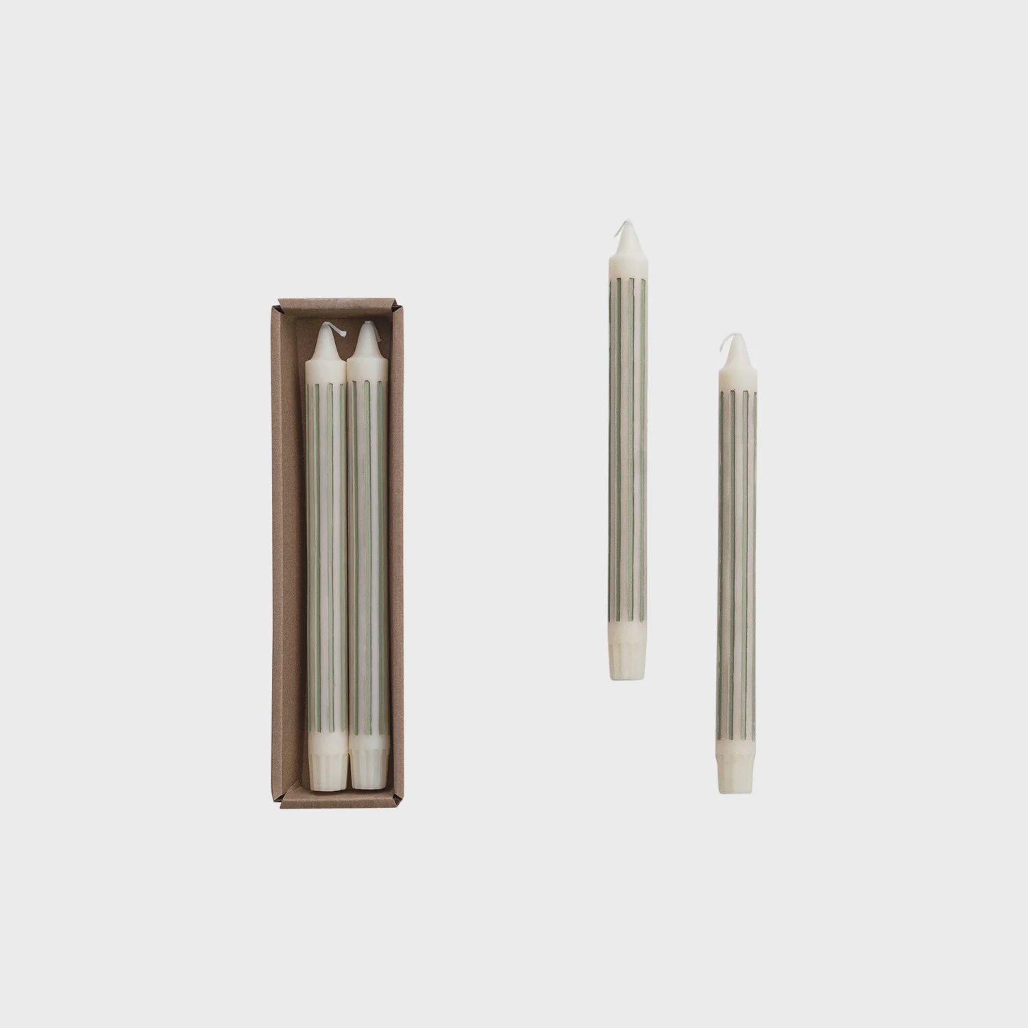 Unscented Striped Taper Candle