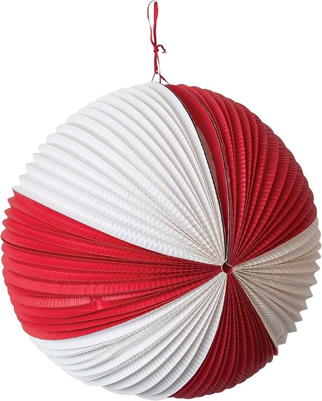 18" Paper Crinkle Ball Red &amp; White
