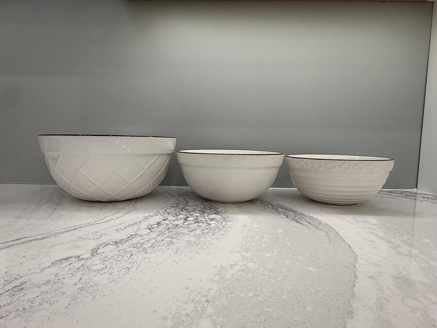 Embossed Bowl Set - White - Set of 3