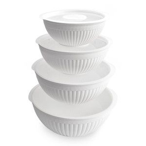8 piece covered prep &amp; serve mixing bowl set - white