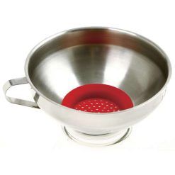 Stainless Steel Wide Mouth Funnel w/ Silicone strainer