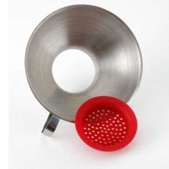 Stainless Steel Wide Mouth Funnel w/ Silicone strainer
