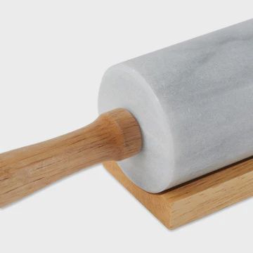 White Marble Rolling Pin with Stand