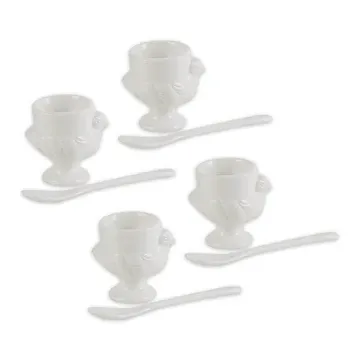 Set of 4 Egg Cups and Spoons