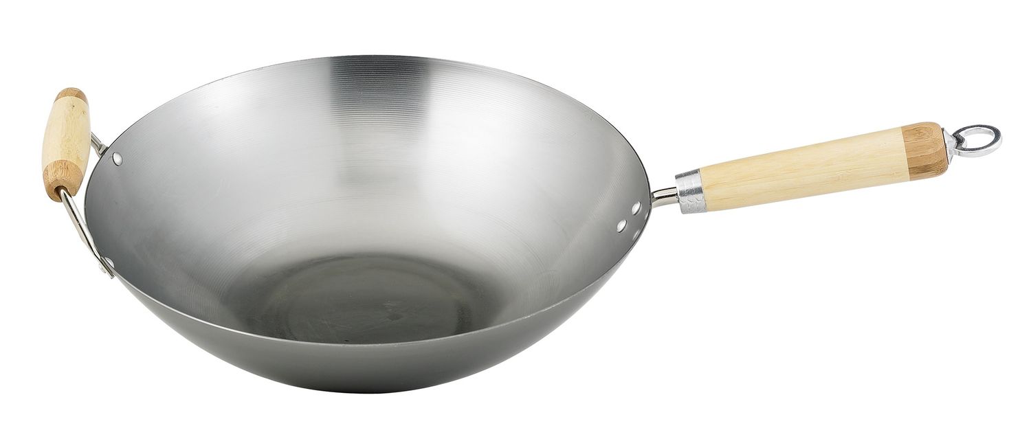 CARBON STEEL WOK/BAMBOO HANDLE