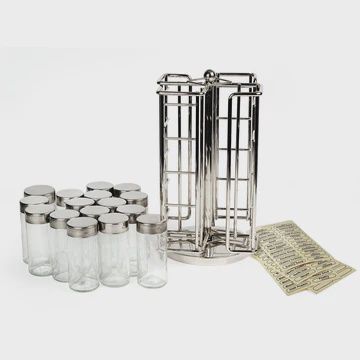 Endurance Revolving Spice Rack w 16 Jars + Labels