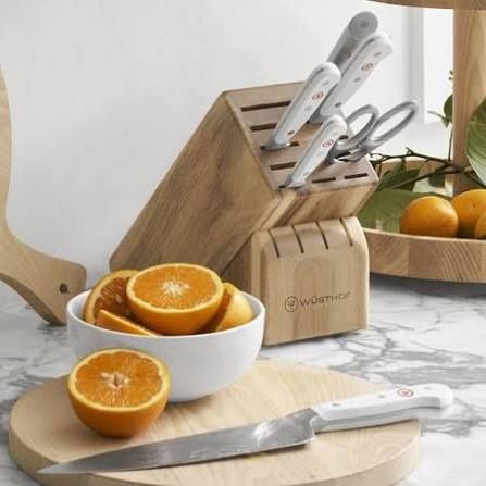 Classic White 7pc set, Acacia Block