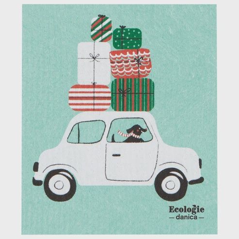 Swedish Dishcloth - Winter Wheels Dog