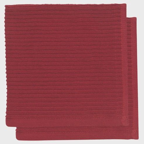 Ripple Carmine Dishcloths - Set of 2