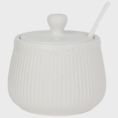 white speckled sugar bowl