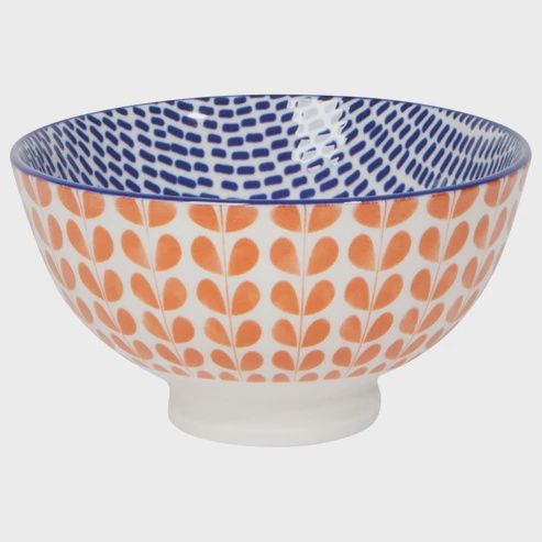 4" Orange Blue Blossom Bowl