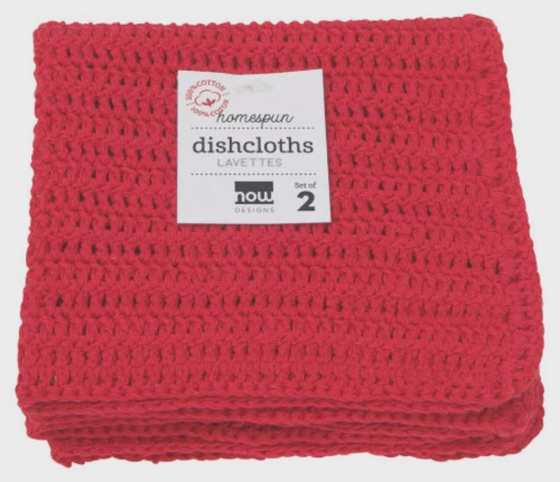 Homespun Red Dishcloths - Set of 2