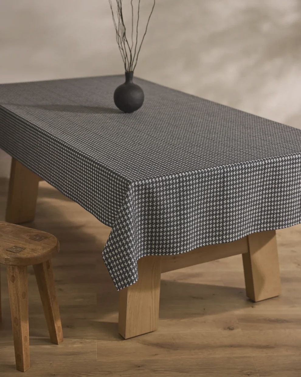 Houndstooth Black Tablecloth 60in x 90in