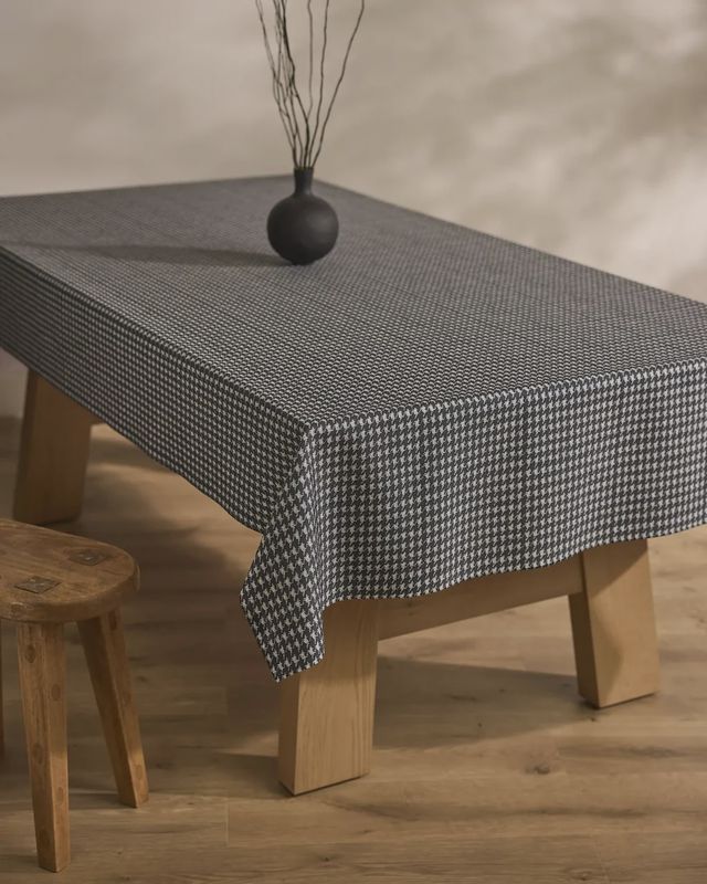 Houndstooth Black Tablecloth 60in x 90in