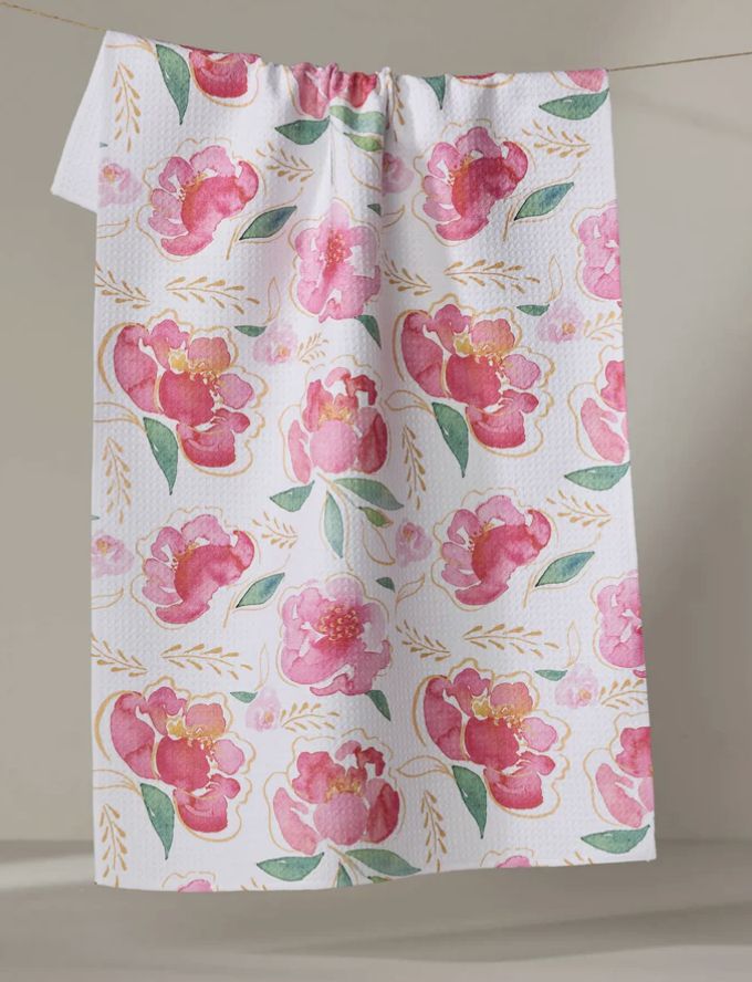 Pink Peony Tea Towel
