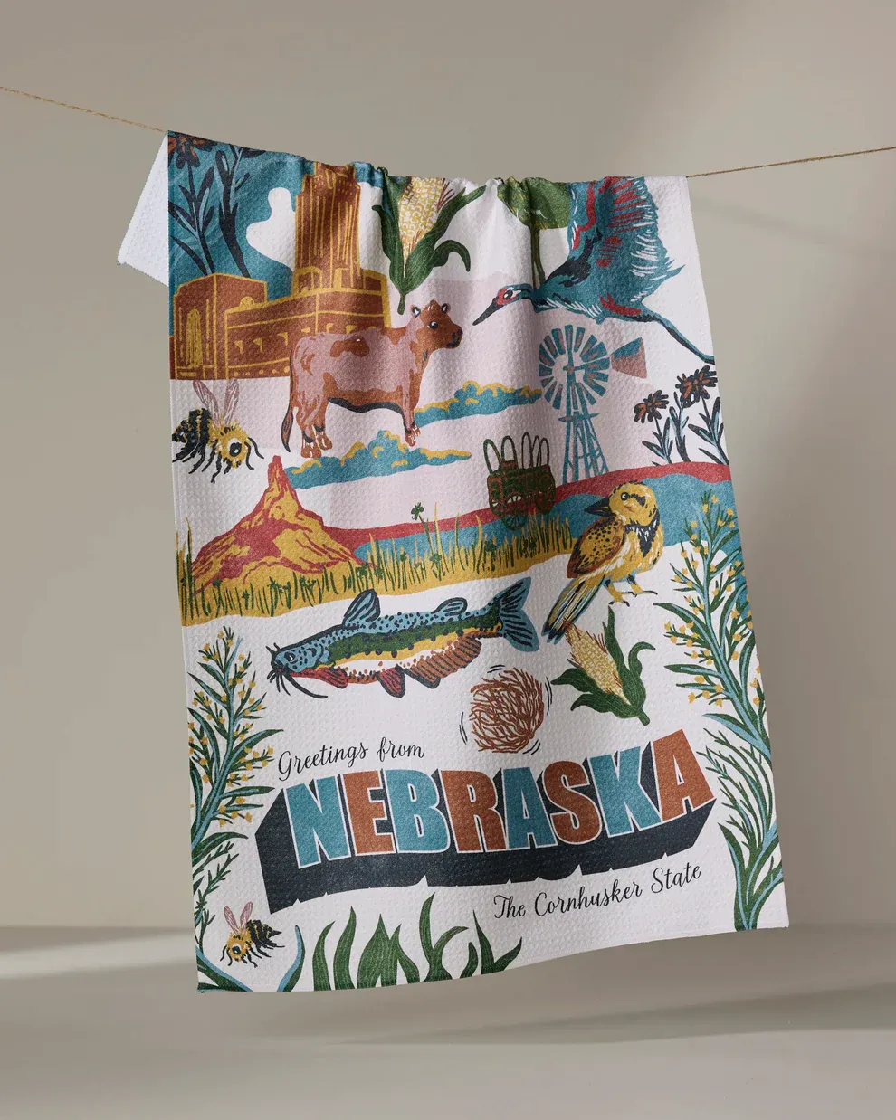 Greetings from Nebraska Tea Towel