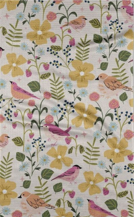 Summer Songbirds Tea Towel