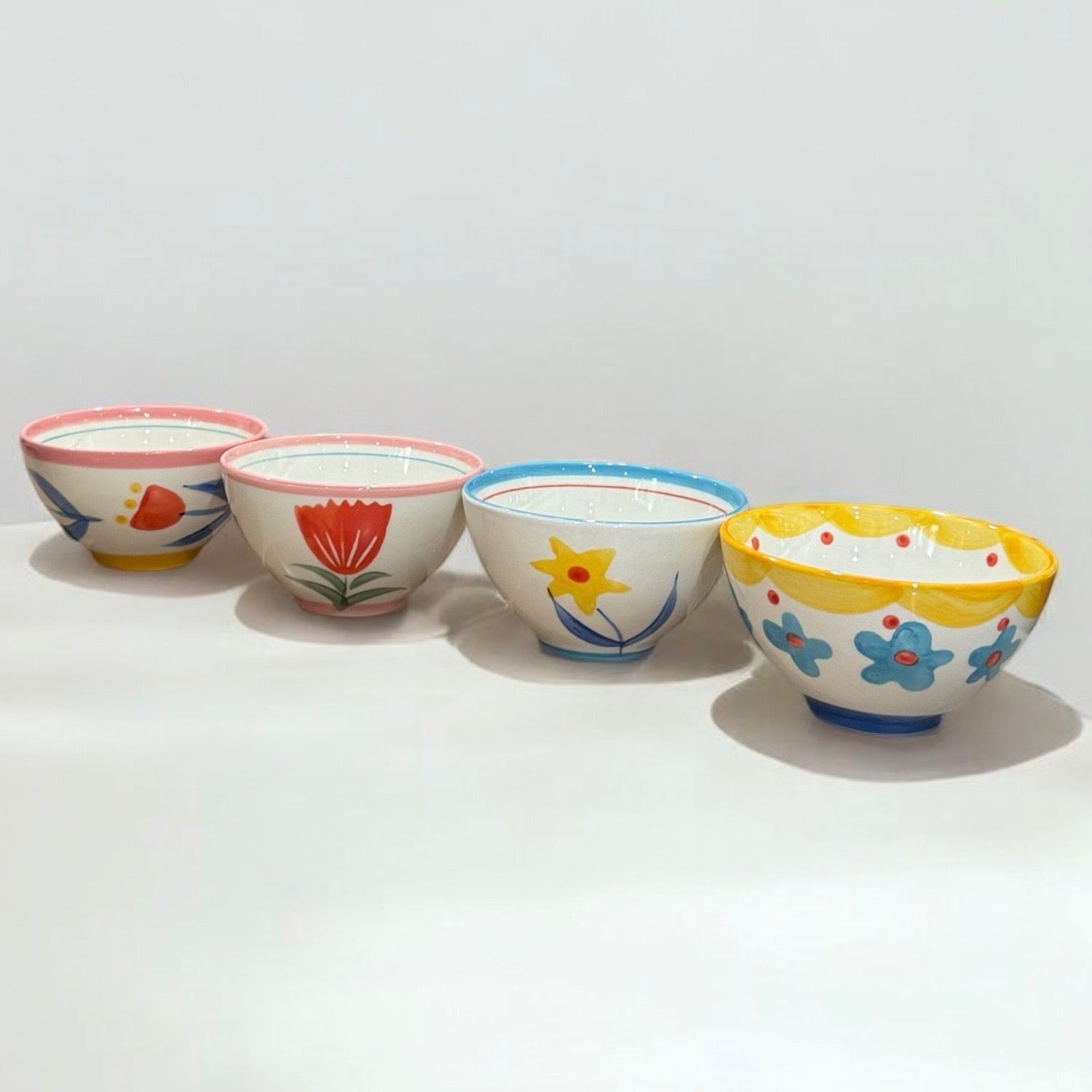 Stoneware Bowl w Flowers, 4 Styles