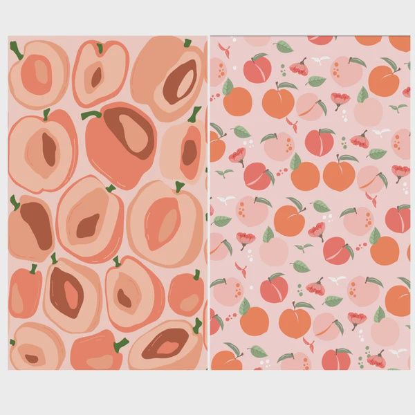 Dual Sided Tea Towel - Peaches