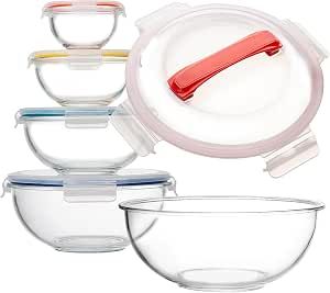 Round Nesting Mixing bowl Set w/ Lock Down Lids (10 pc)