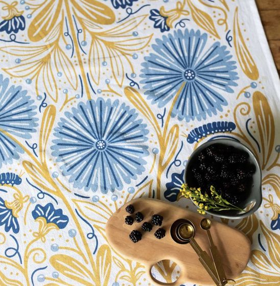 Blue Caterpillar Tea Towel