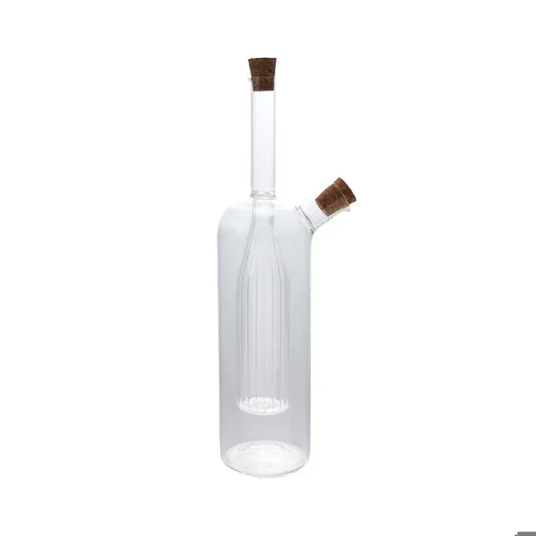 Glass oil &amp; vinegar cruet w cork stoppers
