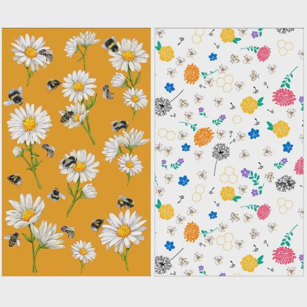 Dual Sided Tea towel - Bees &amp; Daisies