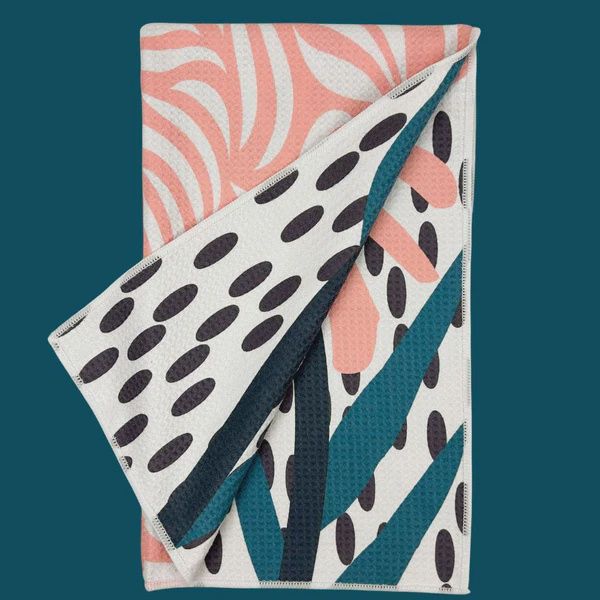 Dual Sided Tea Towel -Coral Flower