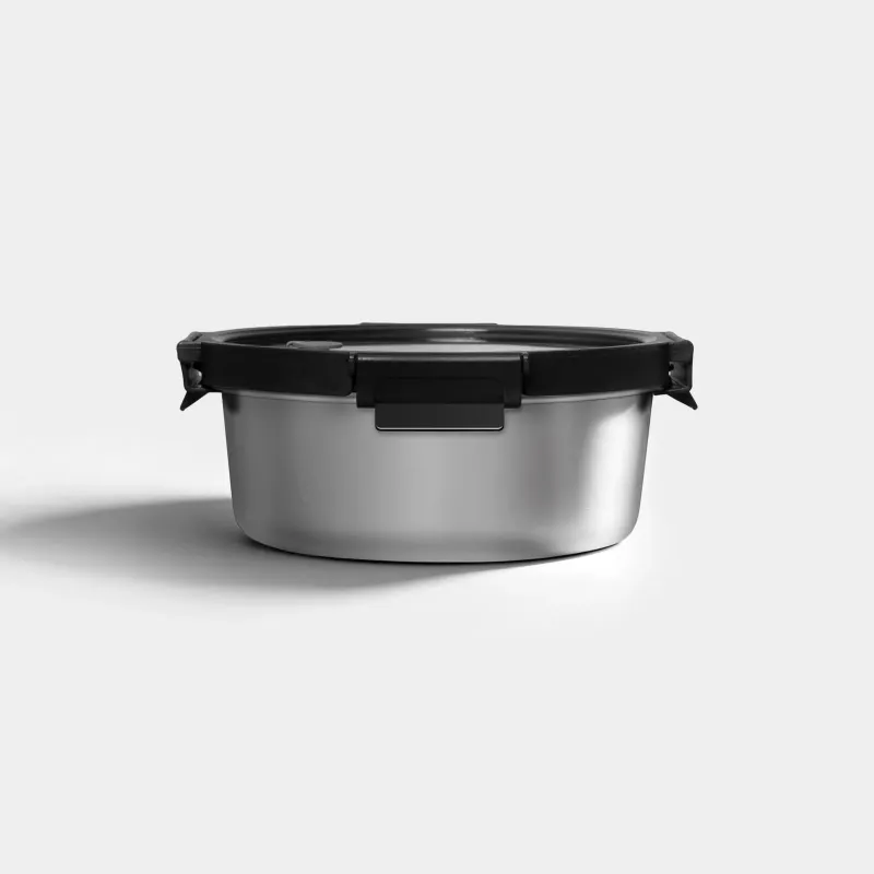 Stainless Steel Container with Glass Lid with Vent- Round