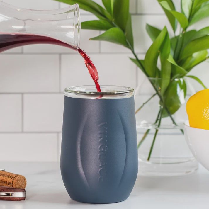 Glass Lined Wine Glass - Navy