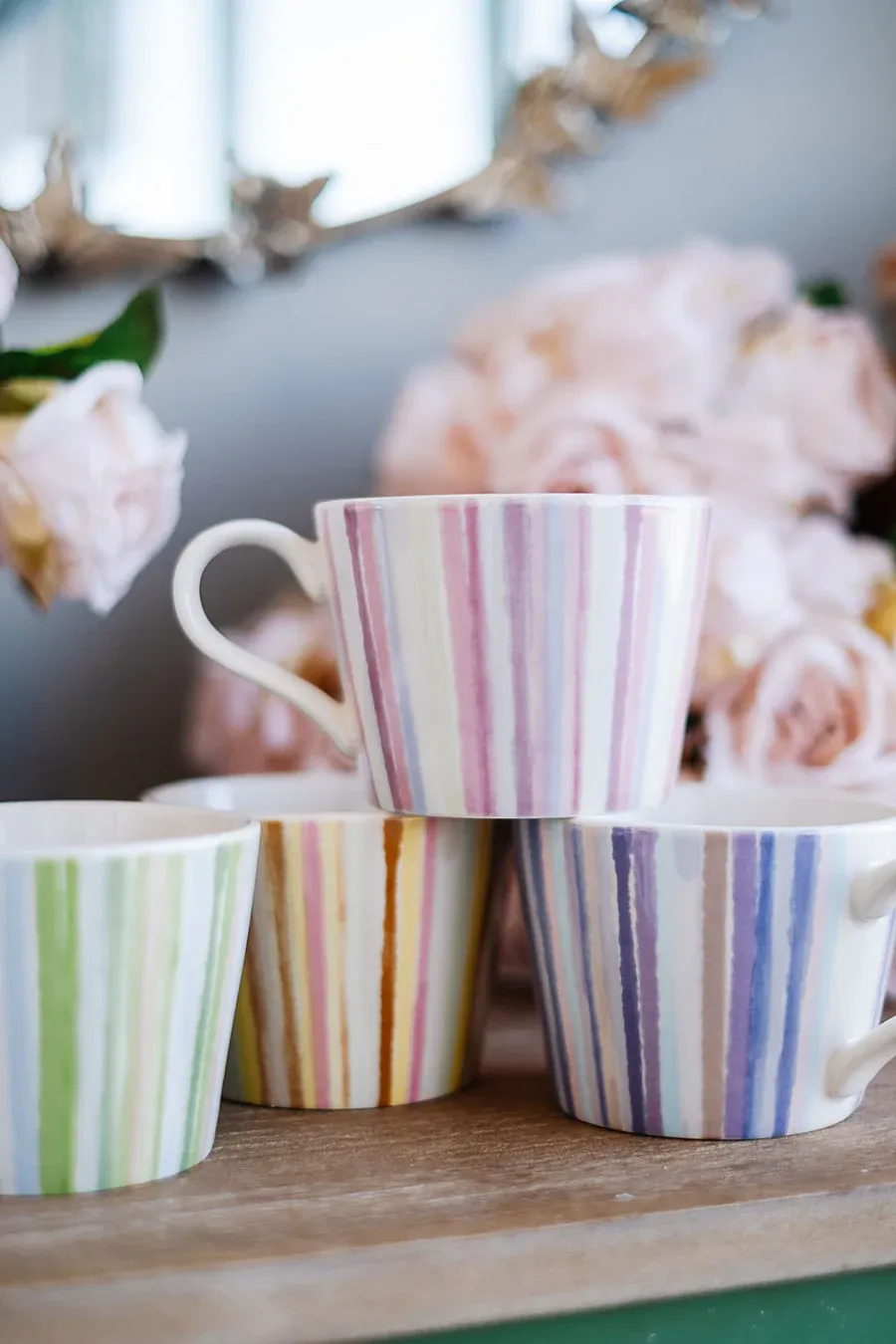 Stoneware Mug w/stripes ( 4 styles )