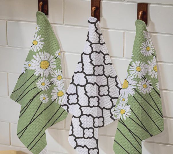 Daisy Scape Quick Dry Dish Cloths - Set of 3