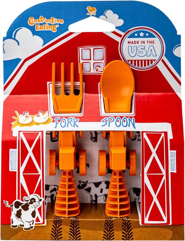 Orange Spoon &amp; Fork Tractor Utensil