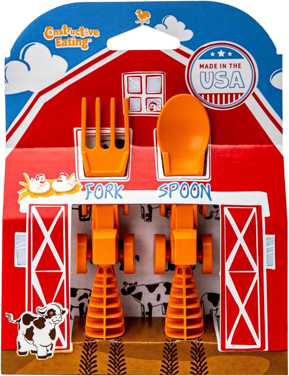 Orange Spoon &amp; Fork Tractor Utensil