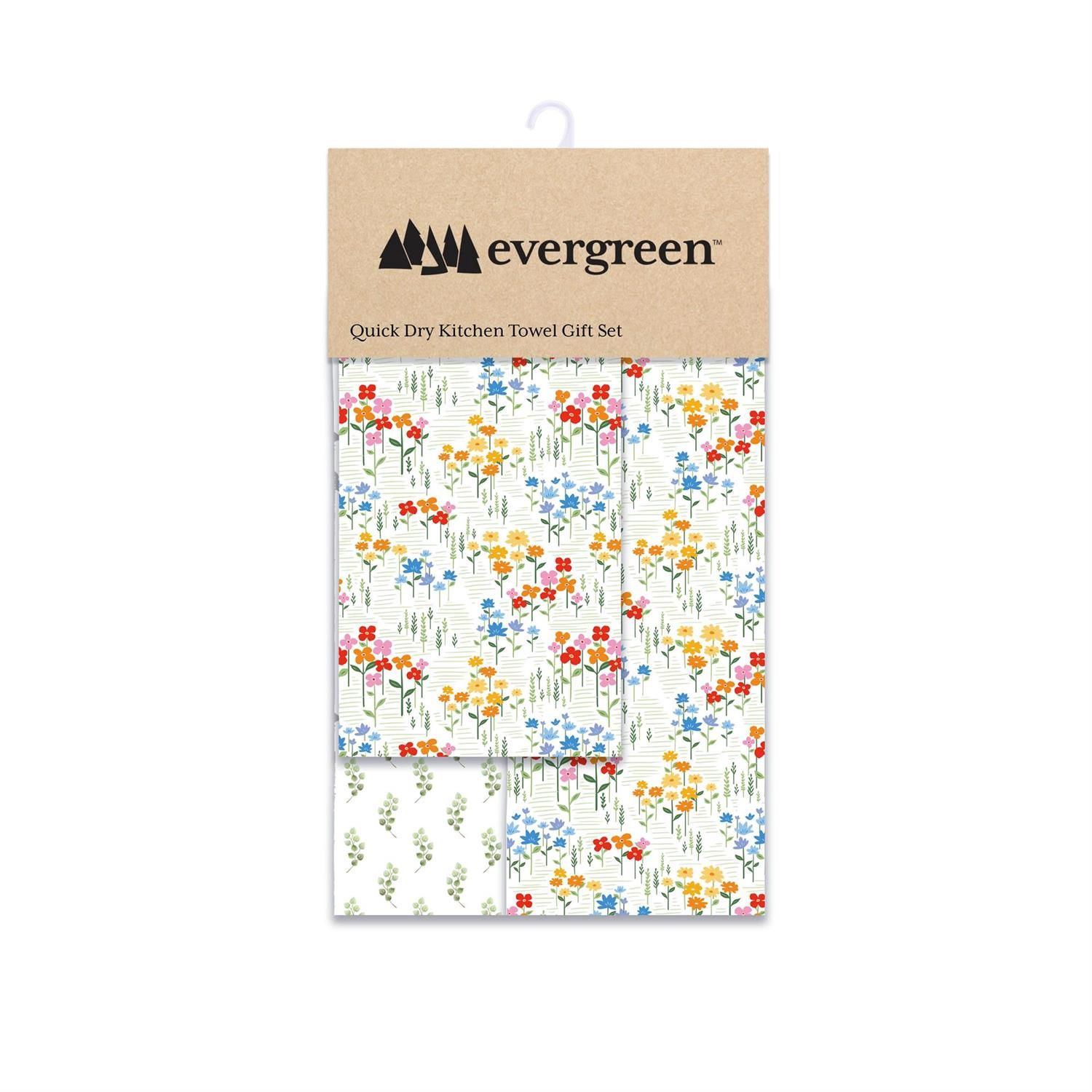What She Shed - Sprinklin' Blossoms Quick Dry Kitchen Towel Set: 1 towel, 2 Dish Cloths